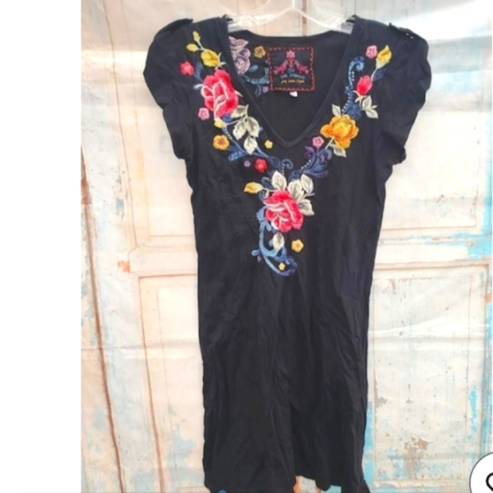 Jonny Was Floral Embroidered Dress, cotton, Anthropologie